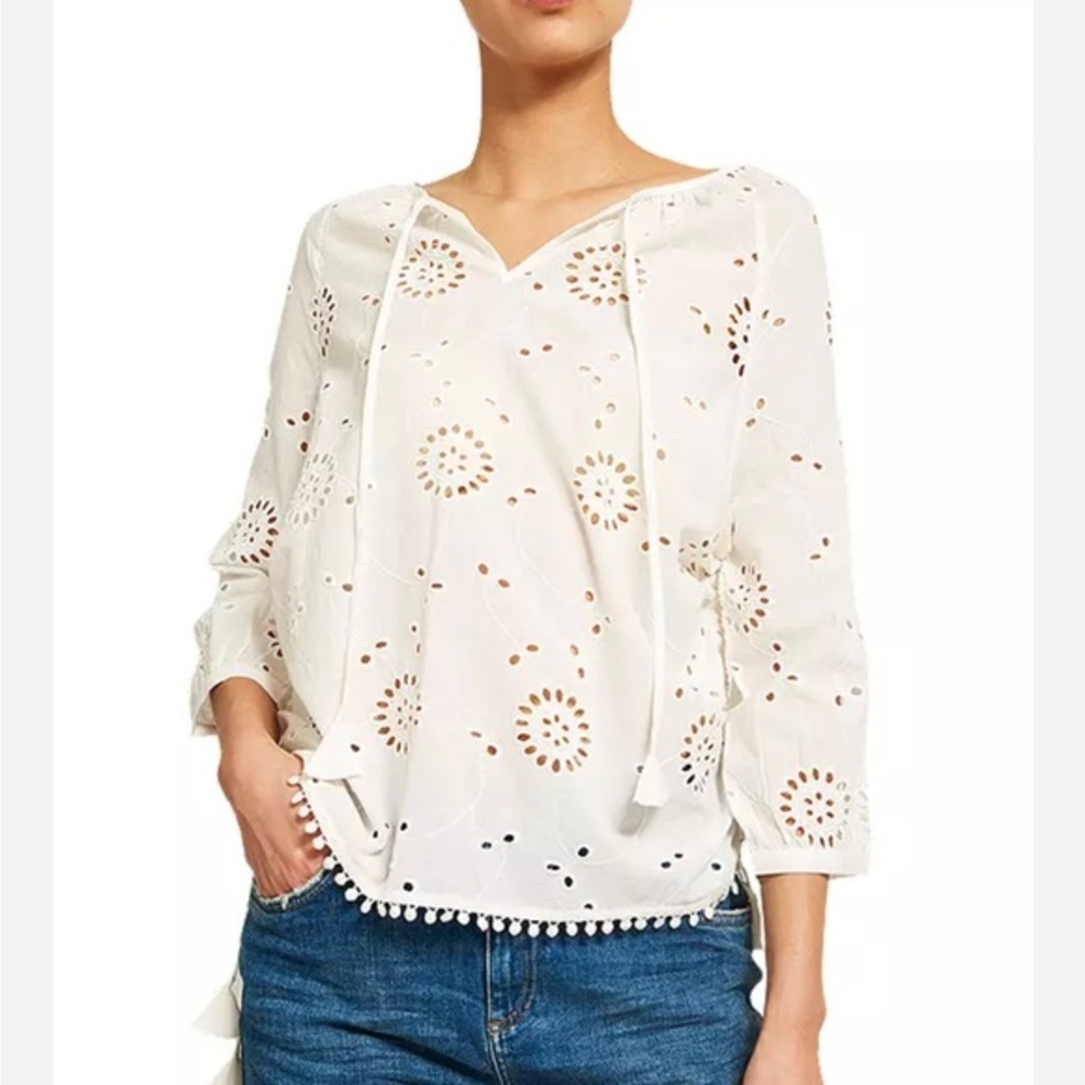 NWT MINT VELVET white eyelet top